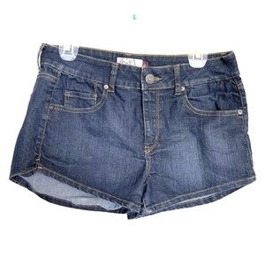 So Womens Shorts Size 13 Juniors Denim Jeans Mid Rise Dark Slit Shortie Pockets